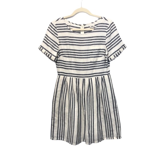 Madewell Broadway & Broome Linen‎ Cotton Twill Songbird Dress Stripe Size 4 - Picture 1 of 9